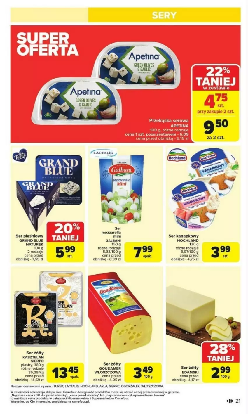 Gazetka promocyjna Carrefour - ważna 27.01 do 01.02.2025 - strona 14 - produkty: Edam, Gra, Hochland, Kasztelan, Mozzarella, NaTurek, Ser, Ser pleśniowy