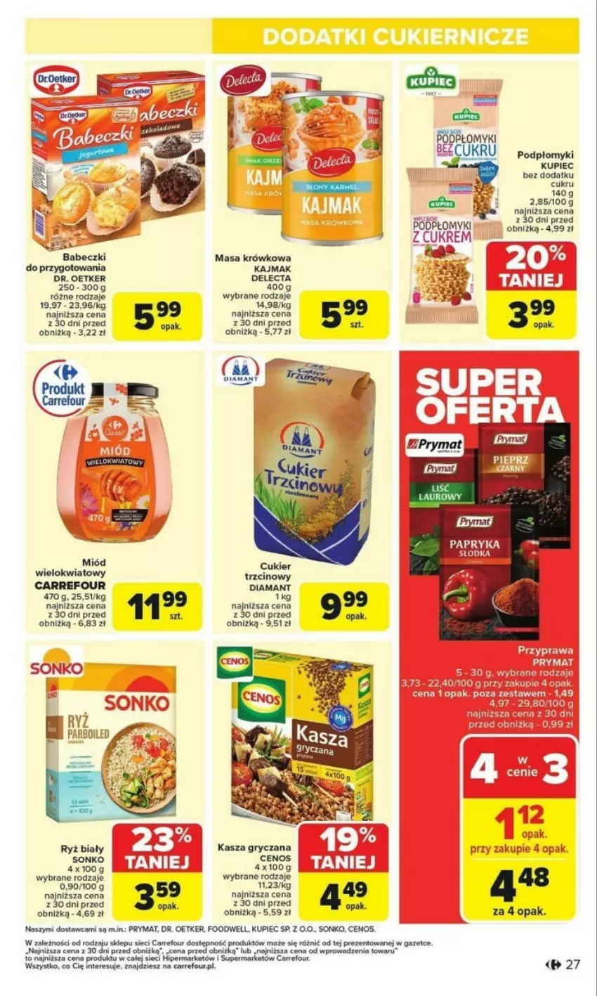 Gazetka promocyjna Carrefour - ważna 27.01 do 01.02.2025 - strona 20 - produkty: Babeczki, Cukier, Delecta, Diamant, Dr. Oetker, Fa, Gry, Kasza, Kasza gryczana, Kupiec, Masa krówkowa, Miód, Papryka, Piec, Por, Prymat, Sonko