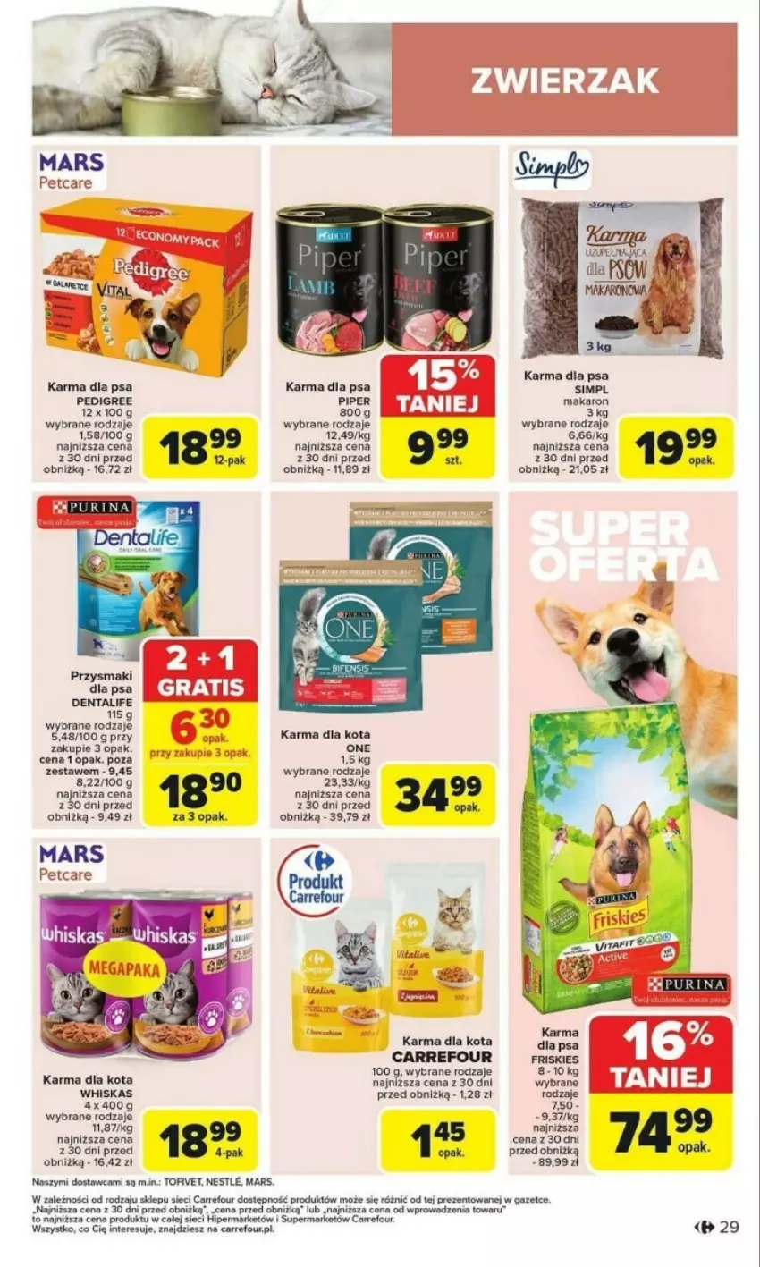 Gazetka promocyjna Carrefour - ważna 27.01 do 01.02.2025 - strona 22 - produkty: Friskies, Makaron, Mars, Pedigree, Przysmaki, Whiskas