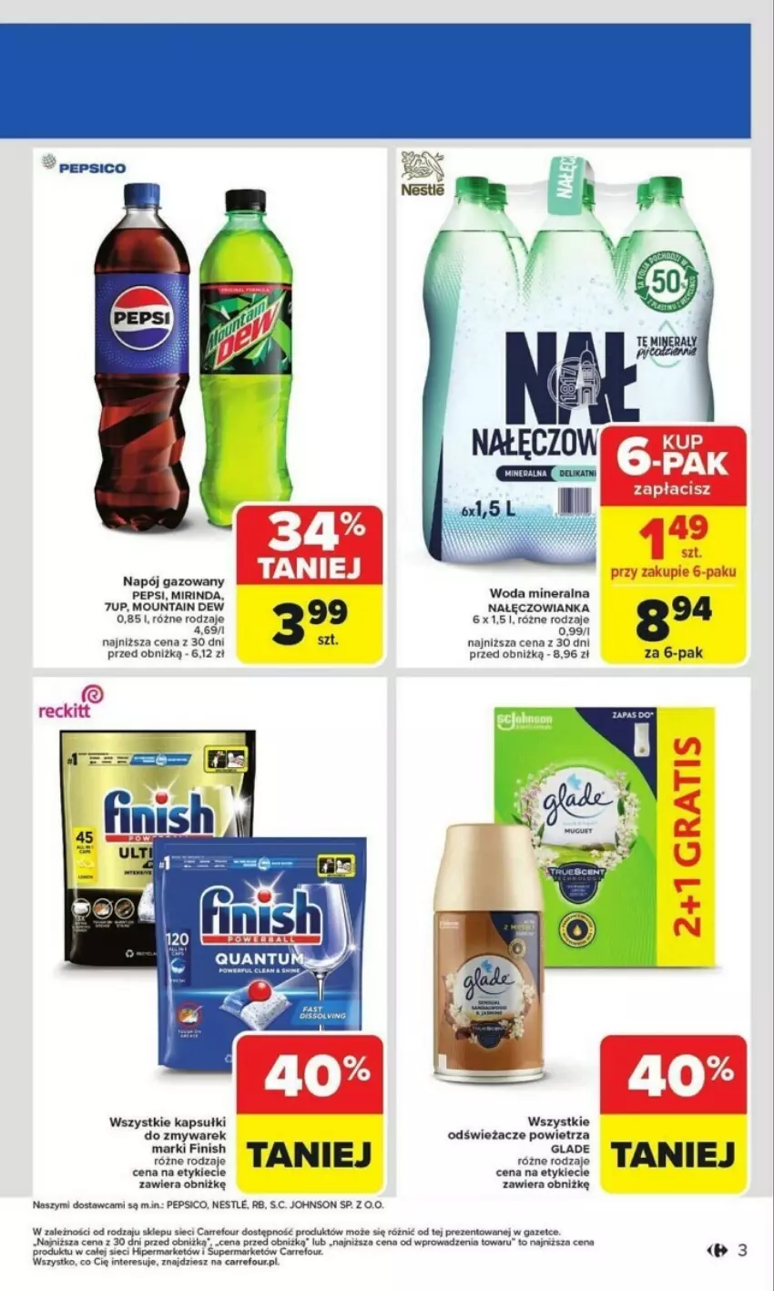 Gazetka promocyjna Carrefour - ważna 27.01 do 01.02.2025 - strona 23 - produkty: 7up, Mirinda, Nałęczowianka, Napój, Napój gazowany, Pepsi, Woda, Woda mineralna