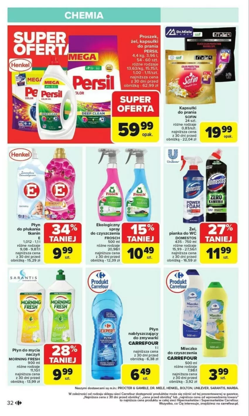 Gazetka promocyjna Carrefour - ważna 27.01 do 01.02.2025 - strona 26 - produkty: Frosch, Kapsułki do prania, Mleczko, Persil, Płyn do mycia, Płyn nabłyszczający, Zmywarki