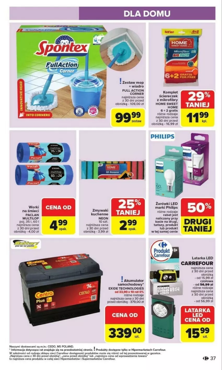 Gazetka promocyjna Carrefour - ważna 27.01 do 01.02.2025 - strona 31 - produkty: Akumulator, Gra, Latarka, Latarka LED, Mop, Philips, Tarka, Wiadro