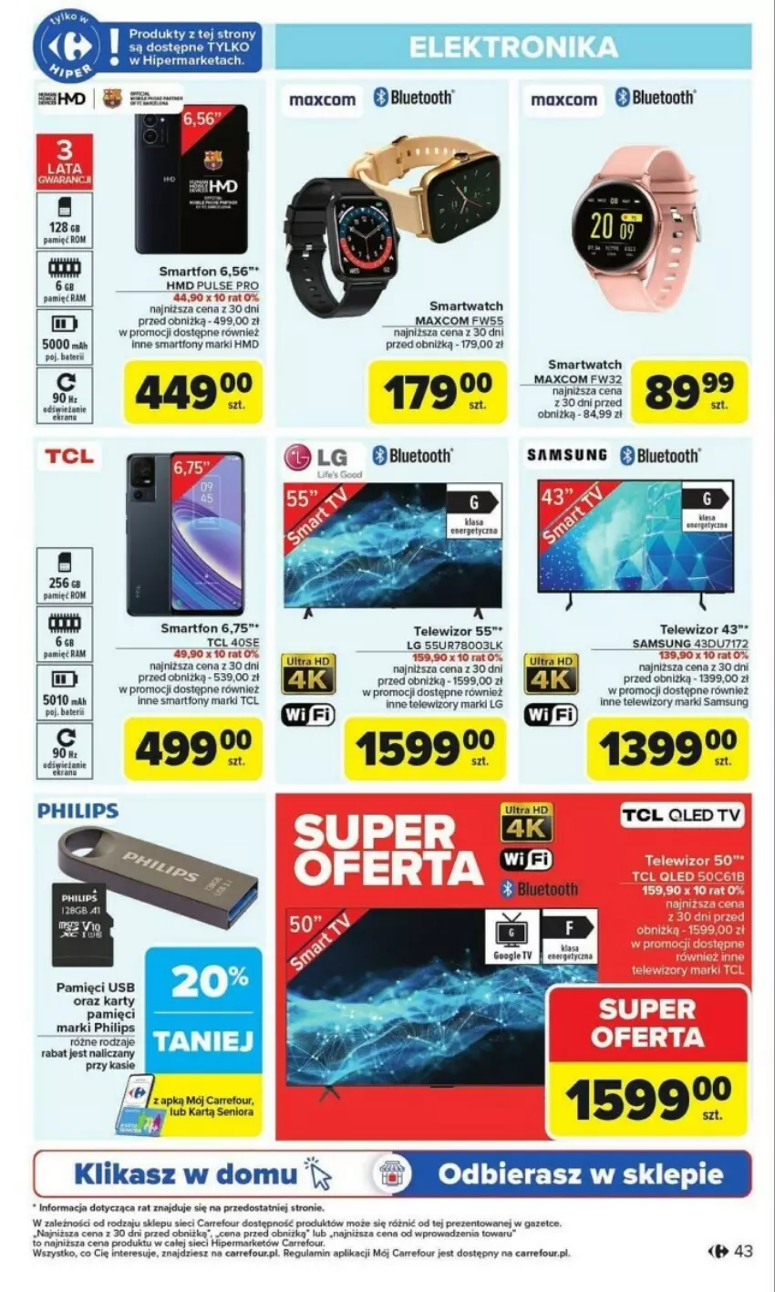 Gazetka promocyjna Carrefour - ważna 27.01 do 01.02.2025 - strona 38 - produkty: Cif, JBL, LED TV, LG, Philips, Samsung, Smartfon, Smartwatch, Telewizor, Telewizory