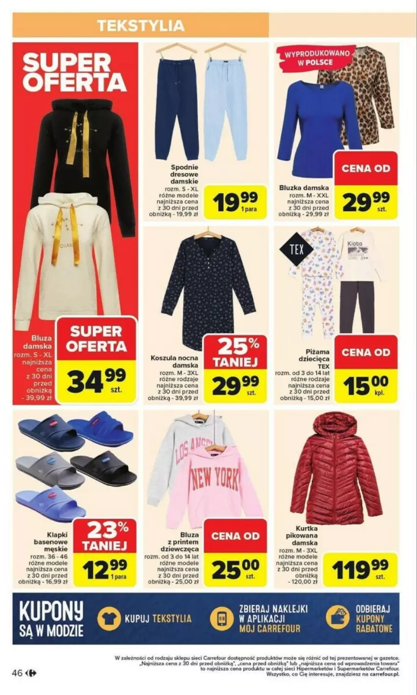 Gazetka promocyjna Carrefour - ważna 27.01 do 01.02.2025 - strona 41 - produkty: Bluza, Dres, Dzieci, Klapki, Kosz, Koszula, Koszula nocna, Piżama, Spodnie, Spodnie dresowe