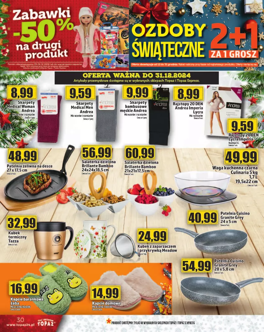 Gazetka promocyjna Topaz - Gazetka - ważna 19.12 do 25.12.2024 - strona 30 - produkty: Fa, Gra, Karp, Kubek, Patelnia, Rajstopy, Top, Zaparzacz