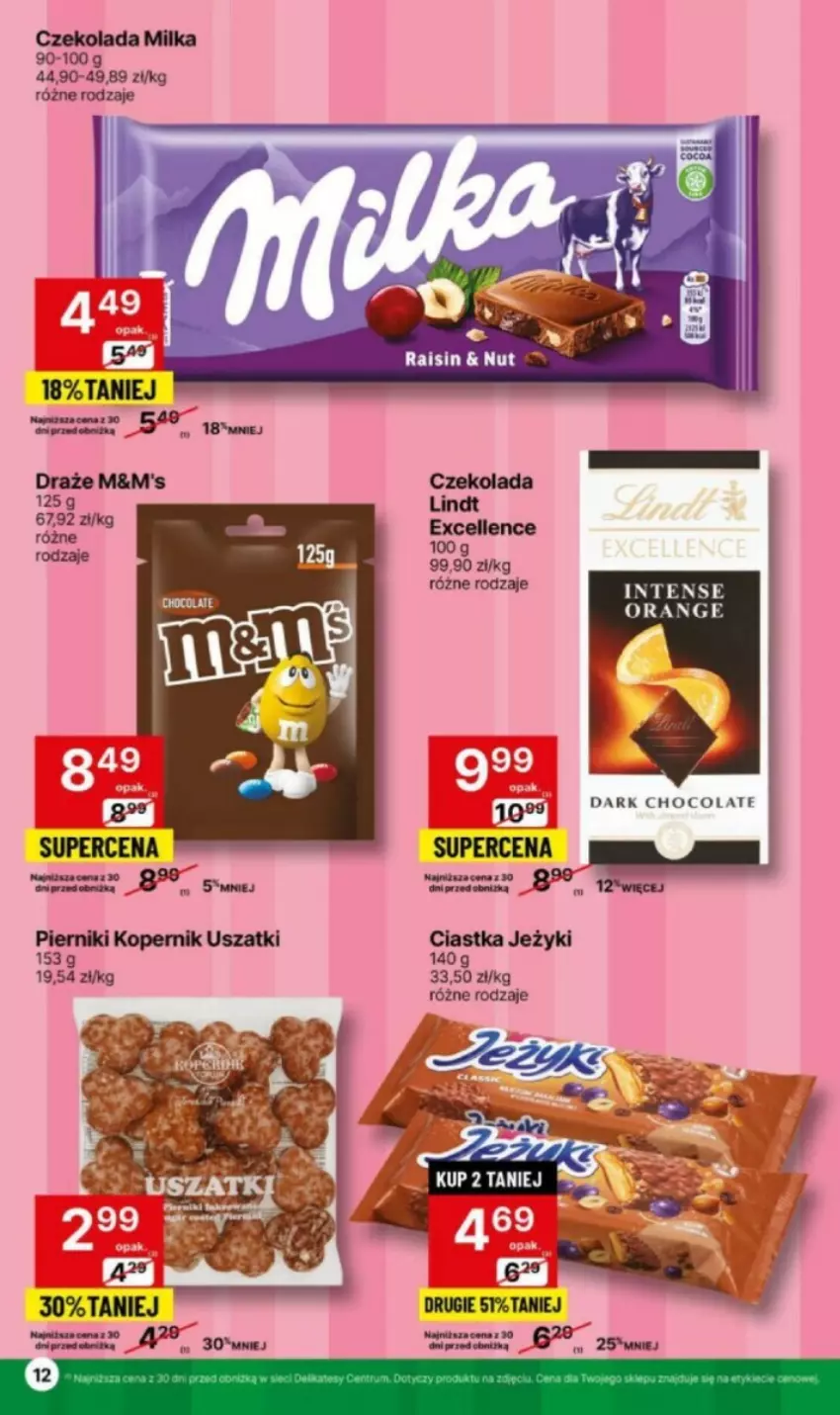 Gazetka promocyjna Delikatesy Centrum - ważna 29.01 do 04.02.2024 - strona 4 - produkty: Ciastka, Czekolada, Jeżyki, Lindt, Milka, Piernik