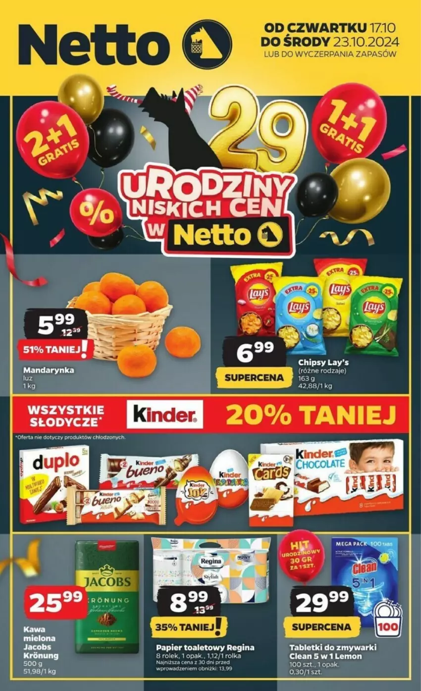 Gazetka promocyjna Netto - ważna 17.10 do 23.10.2024 - strona 1 - produkty: Chipsy, Gin, Papier, Papier toaletowy