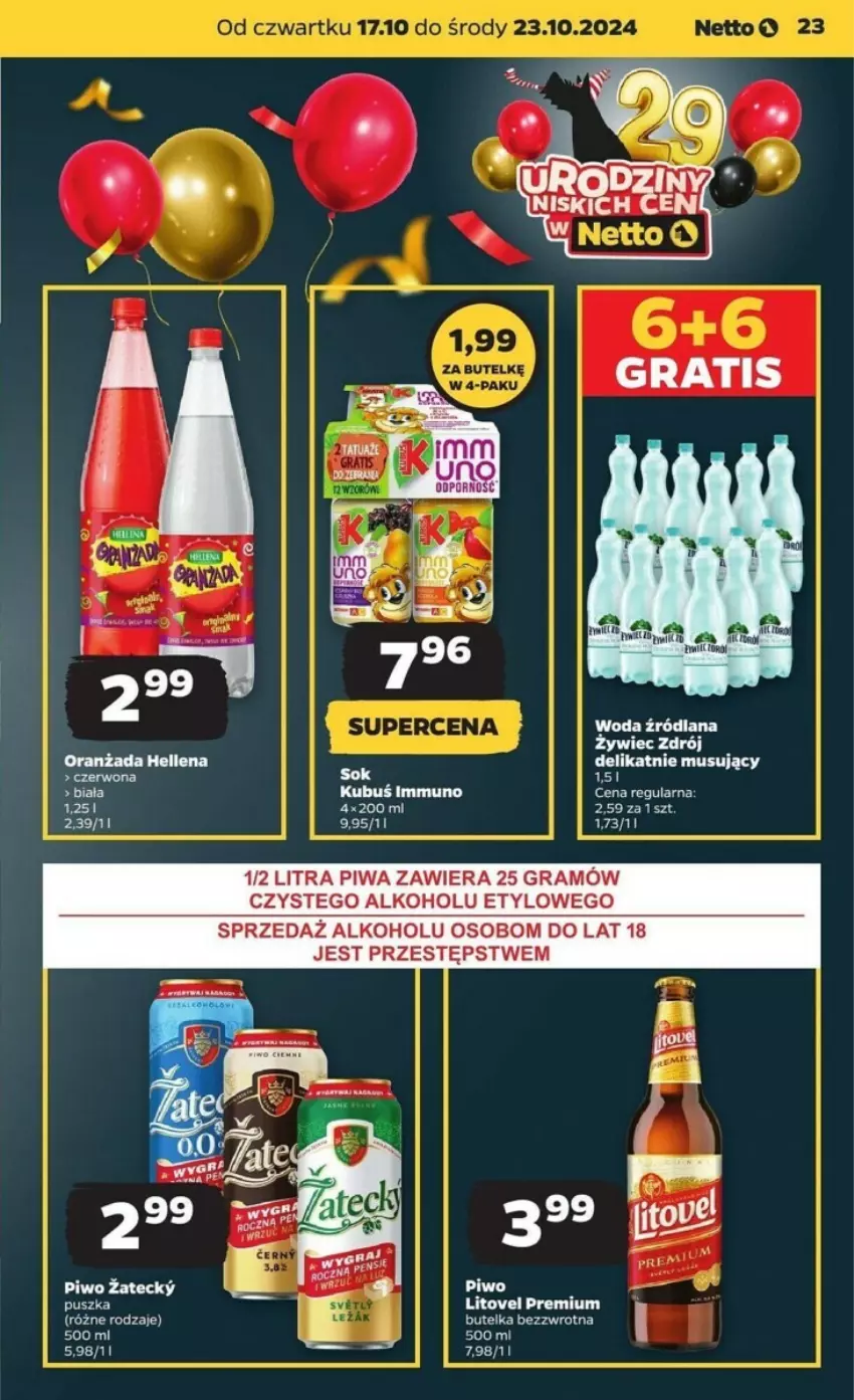 Gazetka promocyjna Netto - ważna 17.10 do 23.10.2024 - strona 16 - produkty: Gra, Hellena, Kubuś, LANA, Mus, Oranżada, Piwa, Piwo, Woda