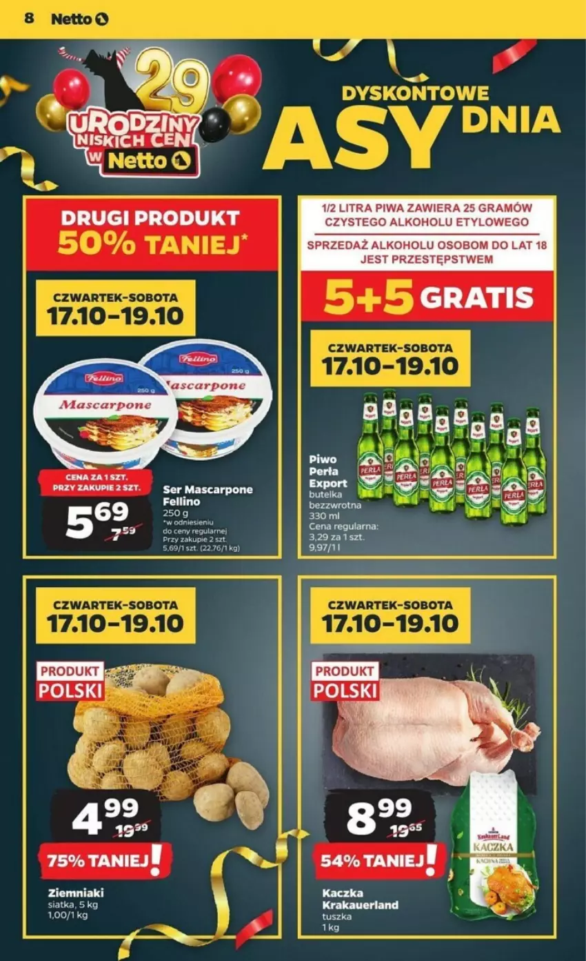 Gazetka promocyjna Netto - ważna 17.10 do 23.10.2024 - strona 25 - produkty: Gra, Kaczka, Mascarpone, Perła, Piwa, Por, Ser, Tusz, Ziemniaki