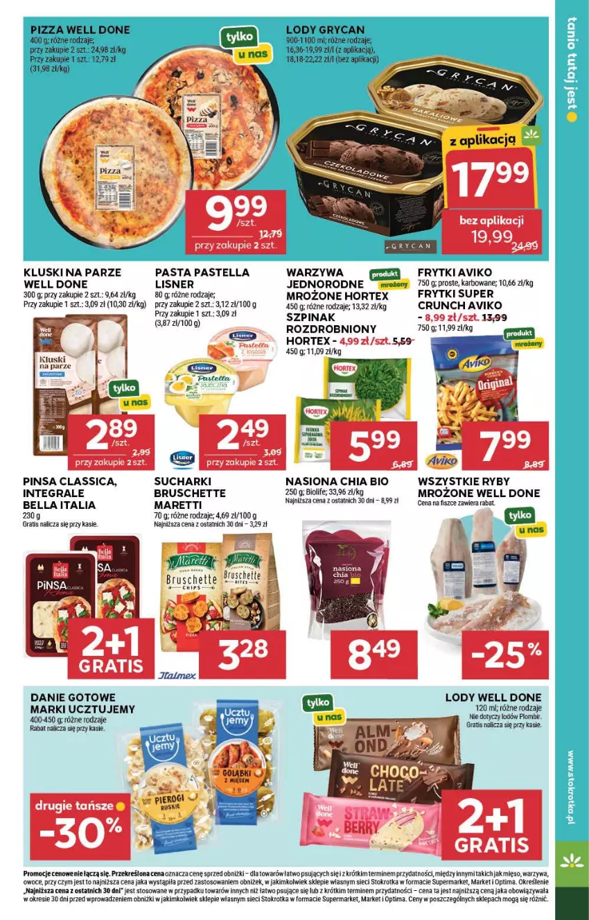 Gazetka promocyjna Stokrotka - Supermarket - ważna 10.09 do 16.09.2026 - strona 31 - produkty: Bell, Bella, Bruschette, Chia, Danie gotowe, Fa, Frytki, Gra, Hortex, Kluski na parze, Lisner, Lody, Mięso, O nas, Optima, Owoce, Pastella, Szpinak, Warzywa