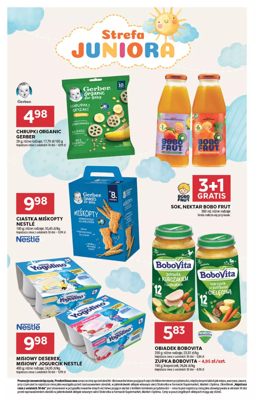 Gazetka promocyjna Stokrotka - Supermarket - ważna 10.09 do 16.09.2026 - strona 38 - produkty: BoboVita, Chrupki, Ciastka, Deser, Gerber, Gra, Mięso, Nektar, Optima, Owoce, Ser, Sok, Warzywa