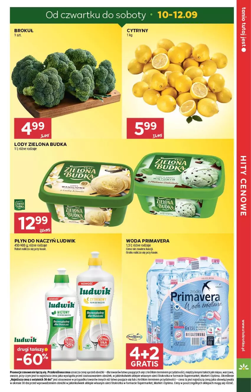Gazetka promocyjna Stokrotka - Supermarket - ważna 10.09 do 16.09.2026 - strona 7 - produkty: Cytryny, Gra, Lody, Ludwik, Mięso, Optima, Owoce, Prima, Primavera, Warzywa, Woda, Zielona Budka