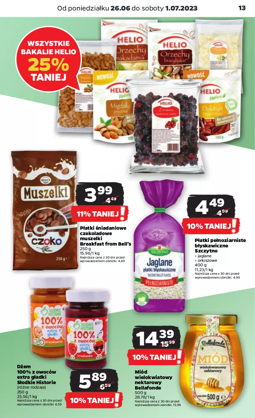 Gazetka promocyjna Netto - Artykuły spożywcze - ważna 26.06 do 01.07.2023 - strona 13 - produkty: Bell, Bella, Danio, Dżem, Fa, Helio, Miód, Mus, Nektar