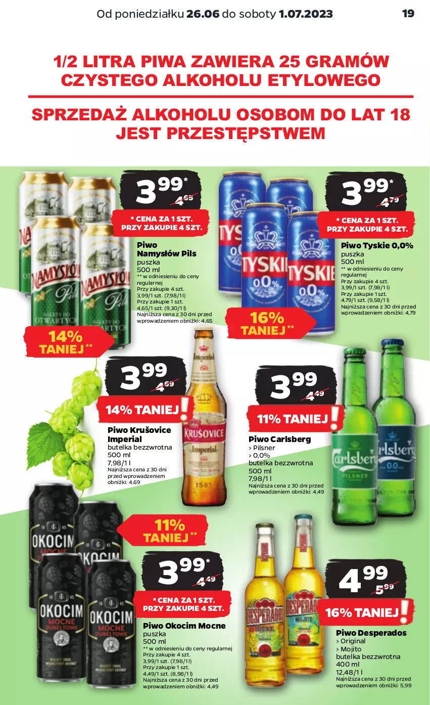 Gazetka promocyjna Netto - Artykuły spożywcze - ważna 26.06 do 01.07.2023 - strona 19 - produkty: Carlsberg, Desperados, Gin, Gra, Koc, Namysłów, Okocim, Piwa, Piwo, Tyskie