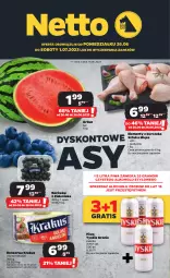 Gazetka promocyjna Netto - Artykuły spożywcze - Gazetka - ważna od 01.07 do 01.07.2023 - strona 1 - produkty: Piwa, Piwo, Kurczak, Krakus, Ser, Gra, Borówka, Kawa mielona, Kawa, Tyskie, Siatka, Arbuz