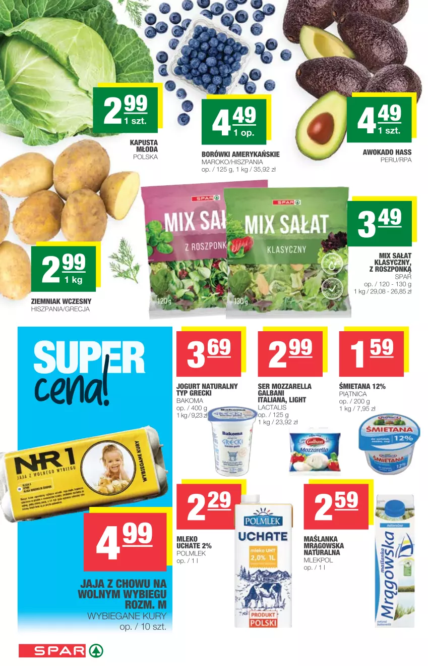 Gazetka promocyjna Spar - EuroSpar - ważna 02.06 do 08.06.2021 - strona 2 - produkty: Bakoma, Galbani, Jaja, Jogurt, Jogurt naturalny, LANA, Mleko, Mozzarella, Piątnica, POLMLEK, Sałat, Ser