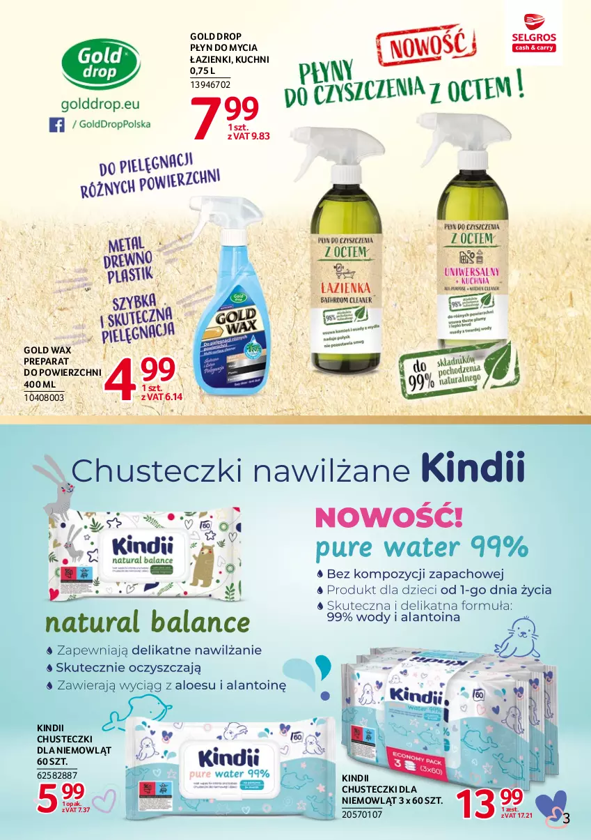 Gazetka promocyjna Selgros - Katalog Markowe Produkty - ważna 03.11 do 16.11.2022 - strona 3 - produkty: Chusteczki, Kindii, Płyn do mycia