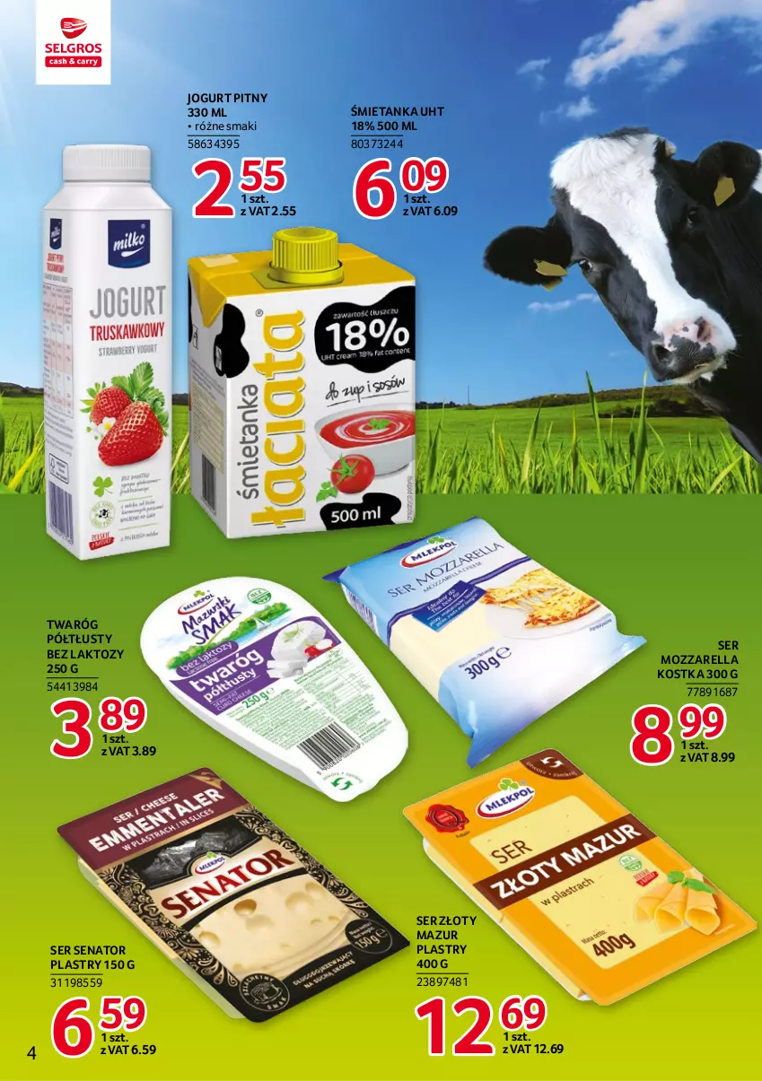 Gazetka promocyjna Selgros - Katalog Markowe Produkty - ważna 03.11 do 16.11.2022 - strona 4 - produkty: Jogurt, Jogurt pitny, Mozzarella, Ser, Twaróg, Twaróg półtłusty, Złoty Mazur