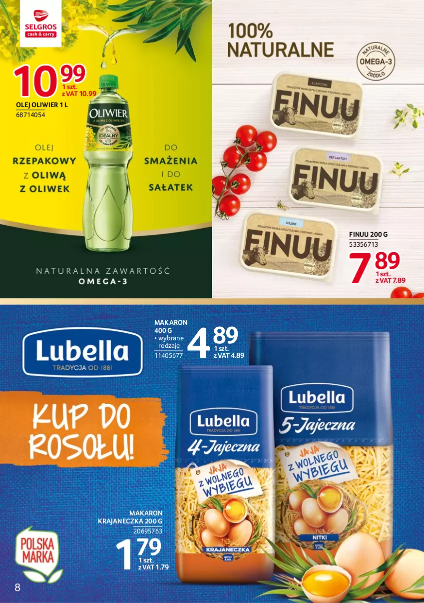 Gazetka promocyjna Selgros - Katalog Markowe Produkty - ważna 03.11 do 16.11.2022 - strona 8 - produkty: Finuu, Makaron, Olej