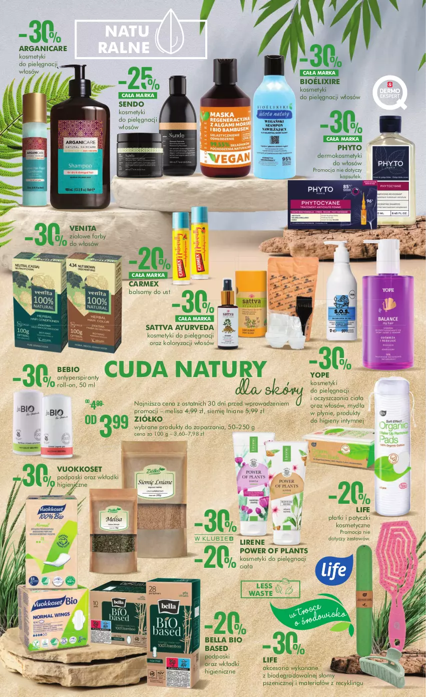 Gazetka promocyjna Super Pharm - Gazetka - ważna 27.07 do 07.08.2023 - strona 4 - produkty: Antyperspirant, Arganicare, Bell, Bella, Fa, Gra, Kosmetyki do pielęgnacji, Lirene, Patyczki kosmetyczne, Phyto, Podpaski, Wkładki, Yope