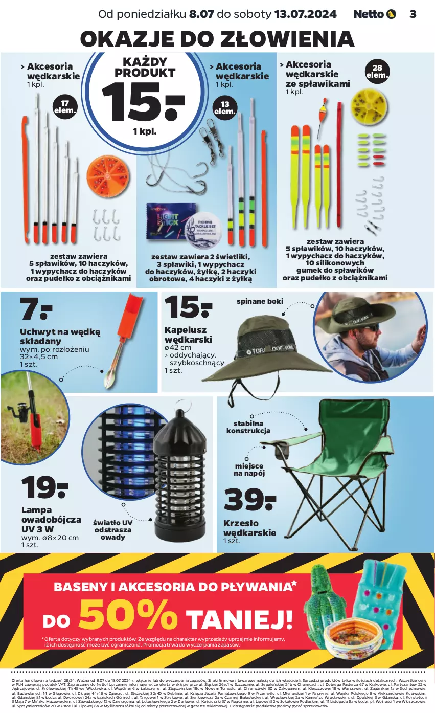 Gazetka promocyjna Netto - Od Poniedziałku Przemysłowa - ważna 08.07 do 13.07.2024 - strona 3 - produkty: Fa, Gra, Haczyk, Krzesło, Kujawski, Lampa, Napój, Podlaski, Pudełko, Sok, Stock, Top