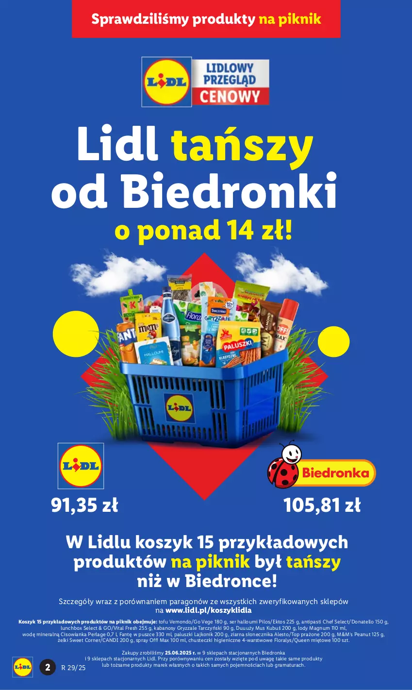 Gazetka promocyjna Lidl - GAZETKA - ważna 17.07 do 19.07.2025 - strona 2 - produkty: Chusteczki, Cisowianka, Fa, Flora, Gra, Gry, Kabanos, Kosz, Kubuś, Lajkonik, Lody, Mus, Pilos, Por, Rama, Ser, Tarczyński, Tofu, Top