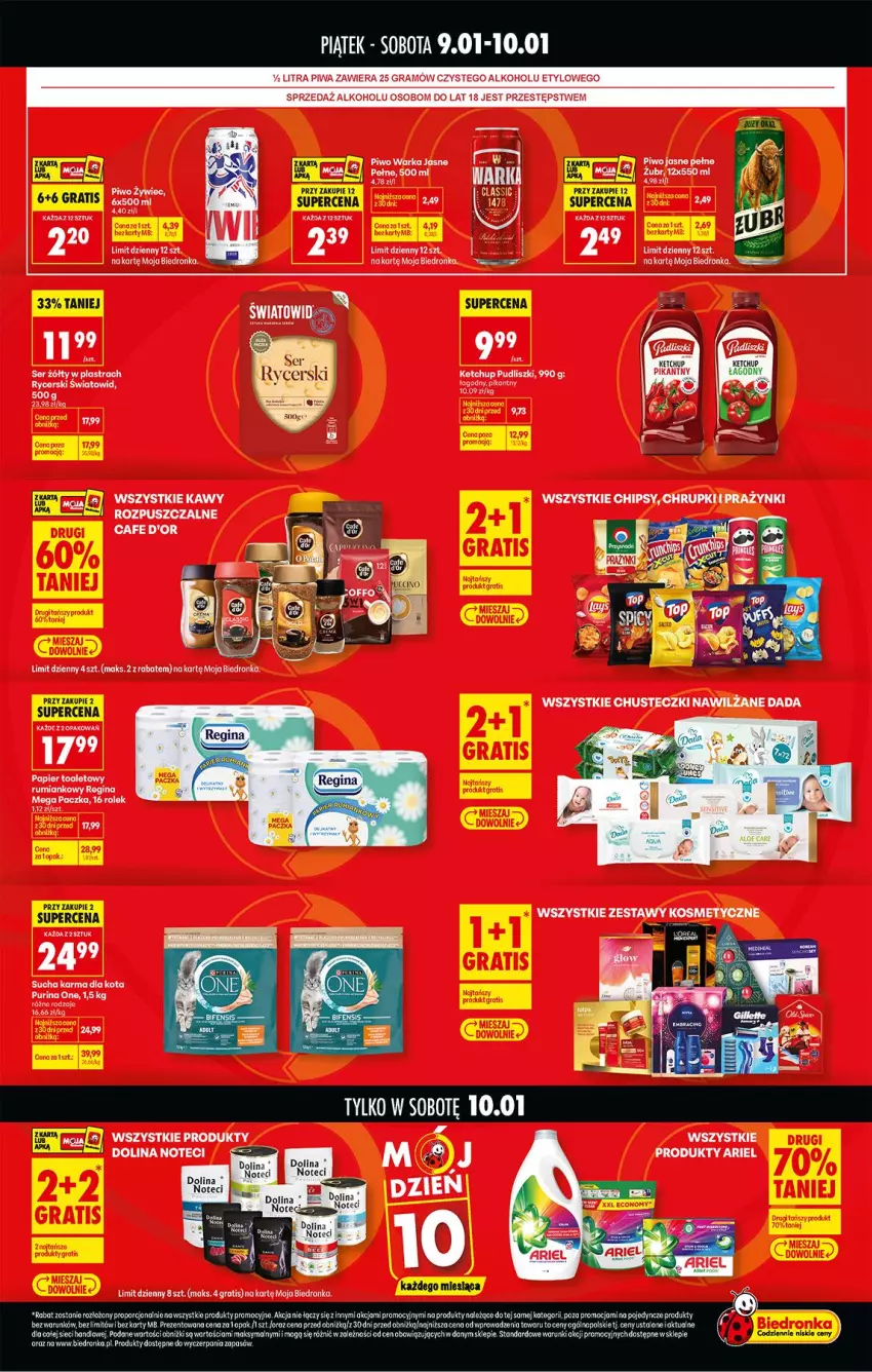 Gazetka promocyjna Biedronka - Tani Weekend - ważna 09.01 do 10.01.2026 - strona 2 - produkty: Ariel, Gin, Gra, Ketchup, Papier, Papier toaletowy, Piwa, Piwo, Piwo jasne, Pudliszki, Pur, Purina, Rum, Ser, Sucha karma
