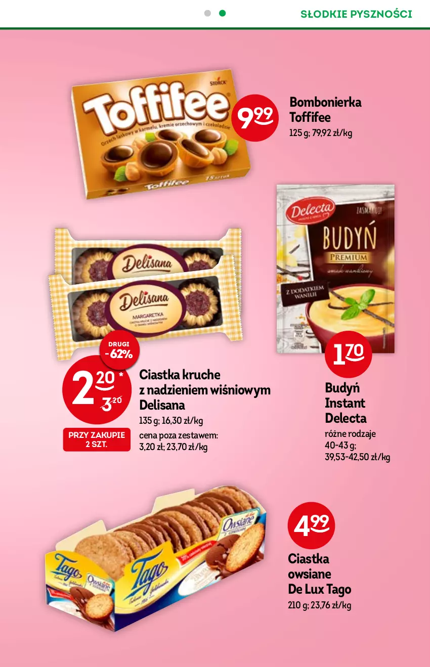 Gazetka promocyjna Żabka - ważna 03.11 do 09.11.2021 - strona 43 - produkty: Budyń, Ciastka, Ciastka owsiane, Delecta, Isana, Tago, Toffifee