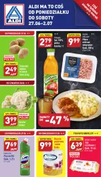 Gazetka promocyjna Aldi - Katalog spożywczy - Gazetka - ważna od 02.07 do 02.07.2022 - strona 1 - produkty: Domestos, Kalafior, Mięso mielone, Sok, Papier, Jaja, Mięsne specjały, Ziemniaki, Ręcznik, Tymbark, Płyn do wc, Mięso