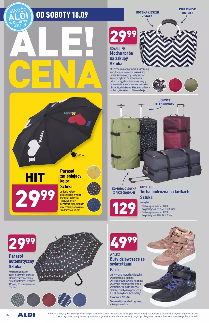 Gazetka promocyjna Aldi - ważna 13.09 do 18.09.2021 - strona 32 - produkty: Buty, Parasol, Piec, Teleskop, Torba, Torba na zakupy, Uchwyty