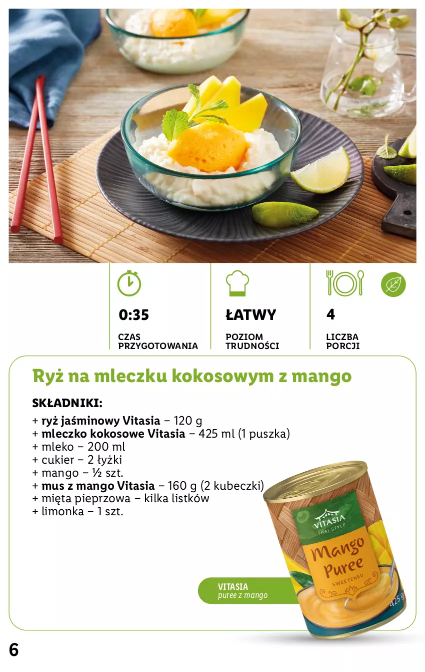 Gazetka promocyjna Lidl - KATALOG VITASIA - ważna 13.06 do 19.06.2022 - strona 6 - produkty: Cukier, Kokos, Limonka, Mango, Mięta, Mleczko, Mleko, Mus, Pieprz, Por, Pur, Ryż