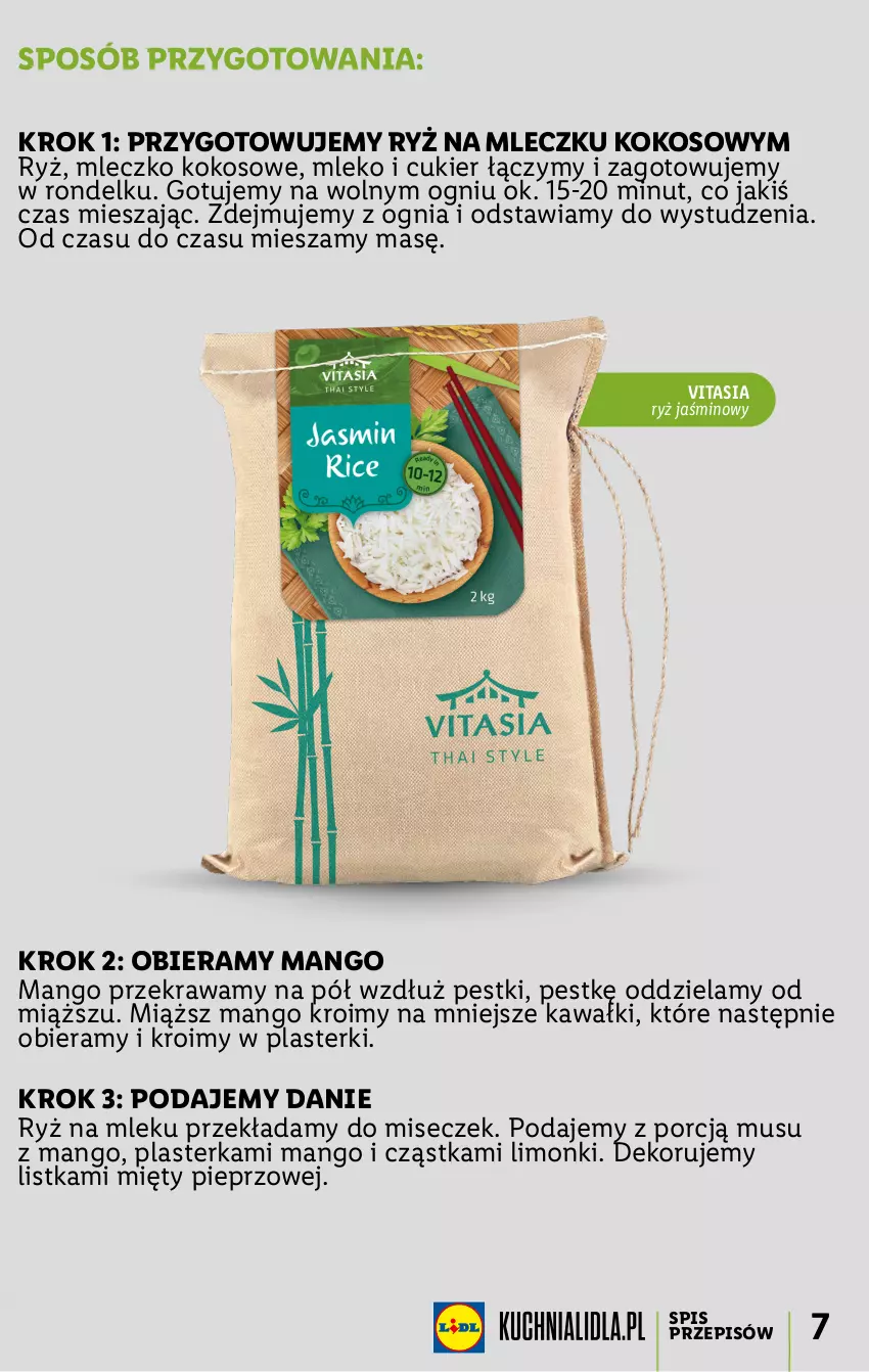 Gazetka promocyjna Lidl - KATALOG VITASIA - ważna 13.06 do 19.06.2022 - strona 7 - produkty: Cukier, Kawa, Kokos, Mango, Mleczko, Mleko, Mus, Pieprz, Plasterki, Por, Rondel, Ryż, Ryż na mleku