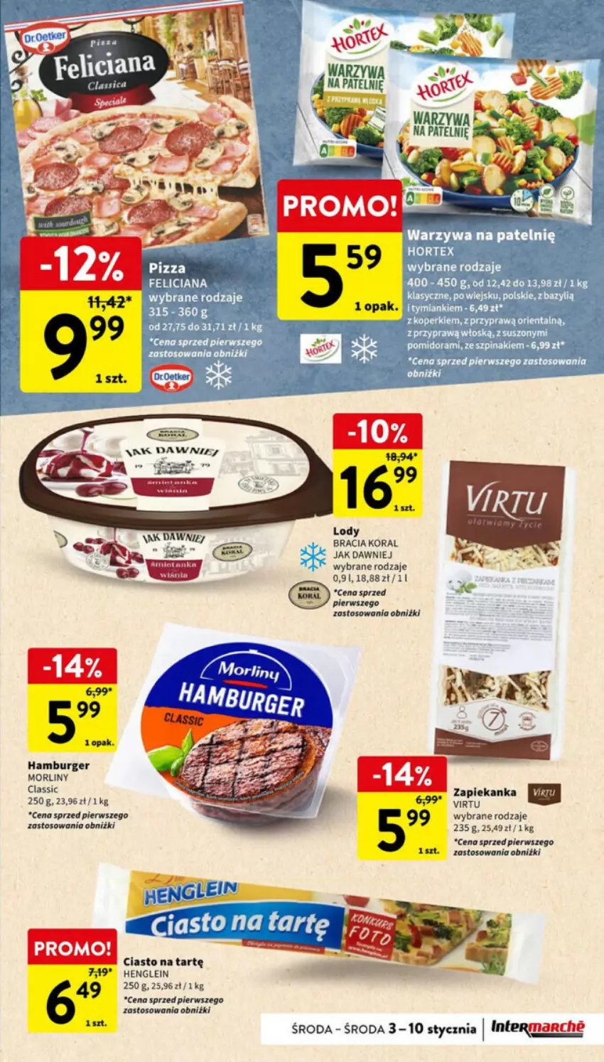 Gazetka promocyjna Intermarche - ważna 08.01 do 10.01.2024 - strona 10 - produkty: Burger, Hamburger, Lody, Morliny, Virtu, Zapiekanka