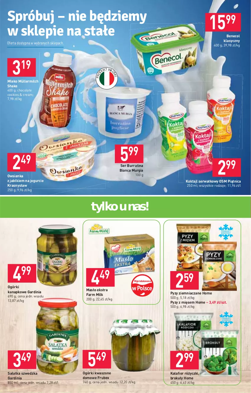 Gazetka promocyjna Stokrotka - Supermarket - ważna 26.08 do 01.09.2021 - strona 6 - produkty: Benecol, Brokuły, Fa, Farm Milk, Kalafior, Masło, Mleko, Müller, Müllermilch, Owsianka, Piątnica, Sałat, Sałatka, Ser