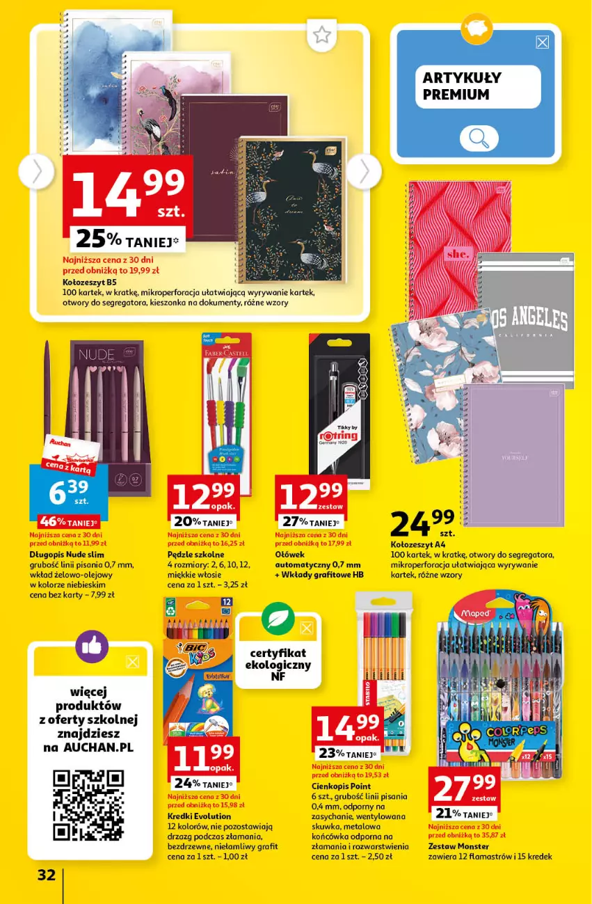 Gazetka promocyjna Auchan - Gazetka Cyfrowa Wyprawka Szkolna Hipermarket Auchan - ważna 17.08 do 23.08.2023 - strona 32 - produkty: Długopis, Gra, Olej, Por