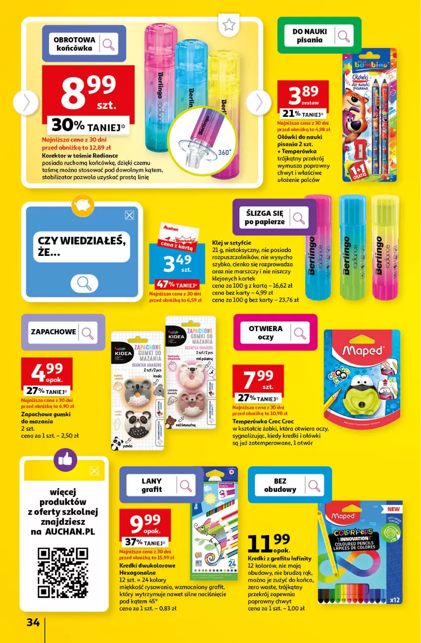 Gazetka promocyjna Auchan - Gazetka Cyfrowa Wyprawka Szkolna Hipermarket Auchan - ważna 17.08 do 23.08.2023 - strona 34 - produkty: Gra, Klej, Mars, Mus, Papier