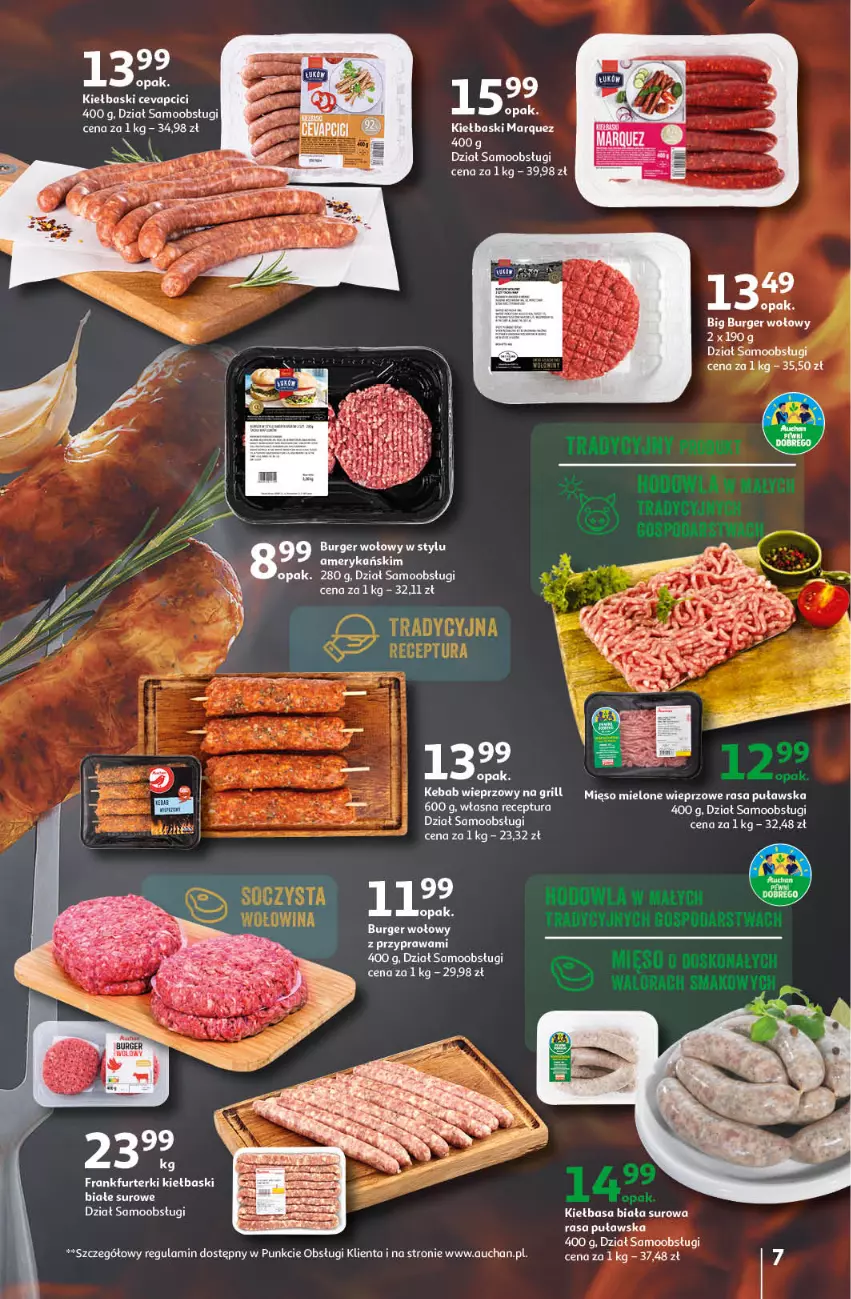 Gazetka promocyjna Auchan - Gazetka Cyfrowa Wyprawka Szkolna Hipermarket Auchan - ważna 17.08 do 23.08.2023 - strona 7 - produkty: Burger, Grill, Kebab, Kiełbasa, Kiełbasa biała, LG, Mięso, Mięso mielone