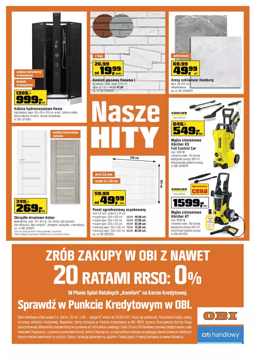 Gazetka promocyjna Obi - Gazetka OBI - ważna 13.04 do 26.04.2021 - strona 24 - produkty: Brodzik, Control, Cynk, Drzwi, Gres, Kamień gipsowy, LANA, Myjka ciśnieniowa, Półka, Skrzydło drzwiowe