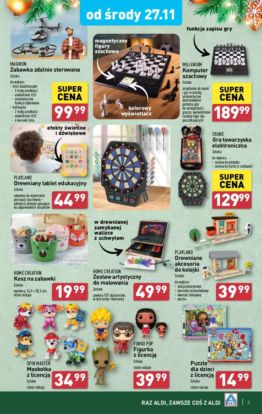 Gazetka promocyjna Aldi - Artykuły przemysłowe i tekstylia - ważna 25.11 do 30.11.2024 - strona 3 - produkty: Dzieci, Fa, Flamastry, Gin, Gra, Gry, Helikopter, Komputer, Kosz, NBA, Obraz, Olej, Puzzle, Szachy, Tablet, Zabawka