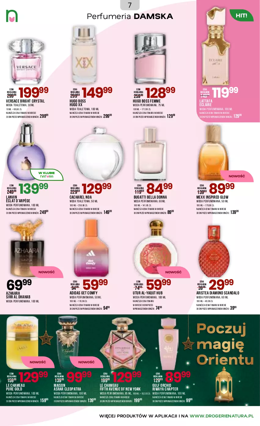 Gazetka promocyjna Drogerie Natura - Gazetka Drogerie Natura - ważna 03.06 do 16.06.2026 - strona 7 - produkty: Adidas, Bell, Bella, Cacharel, Fa, Hugo Boss, Lanvin, Mexx, Perfum, Pur, Versace, Woda, Woda perfumowana, Woda toaletowa