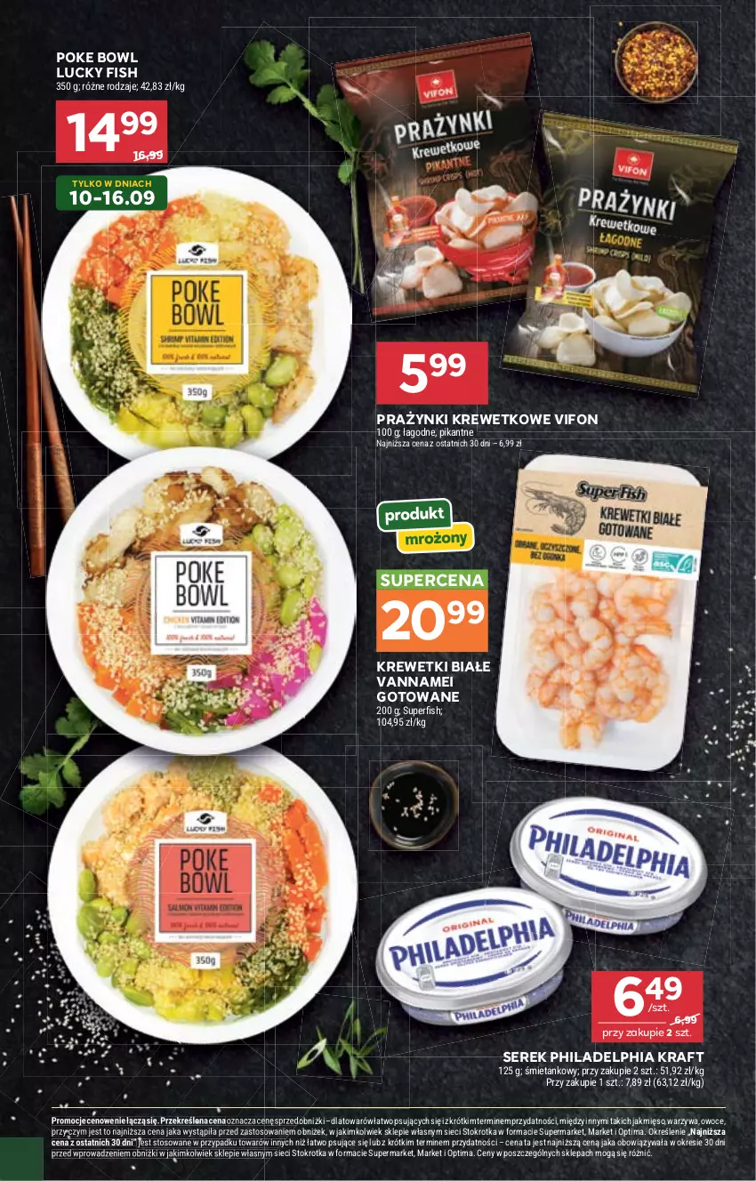 Gazetka promocyjna Stokrotka - Market - ważna 03.09 do 09.09.2026 - strona 28 - produkty: Krewetki, Mięso, Optima, Owoce, Philadelphia, Ser, Serek, Warzywa