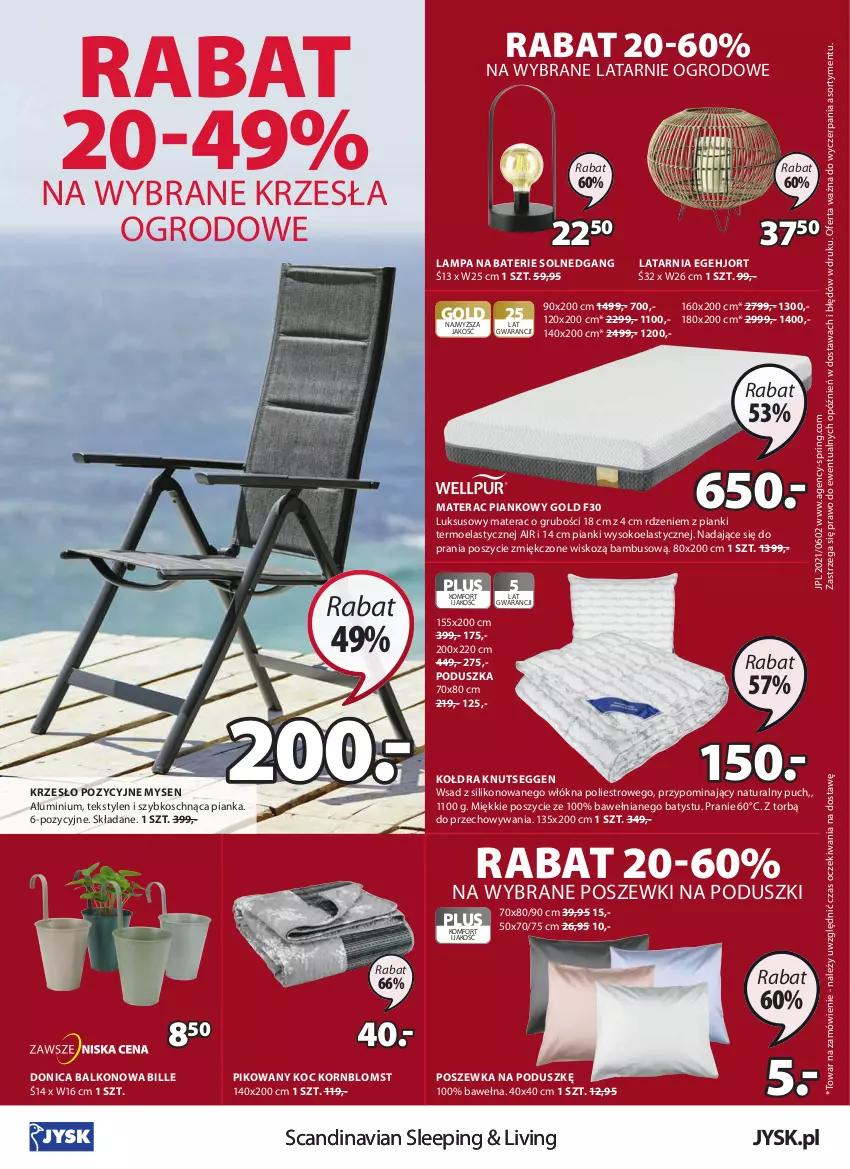 Gazetka promocyjna Jysk - Oferta tygodnia - ważna 09.06 do 22.06.2021 - strona 25 - produkty: Koc, Kołdra, Krzesło, Lampa, Latarnia, Materac, Materac piankowy, Poduszka, Poszewka, Sok, Tera, Wełna