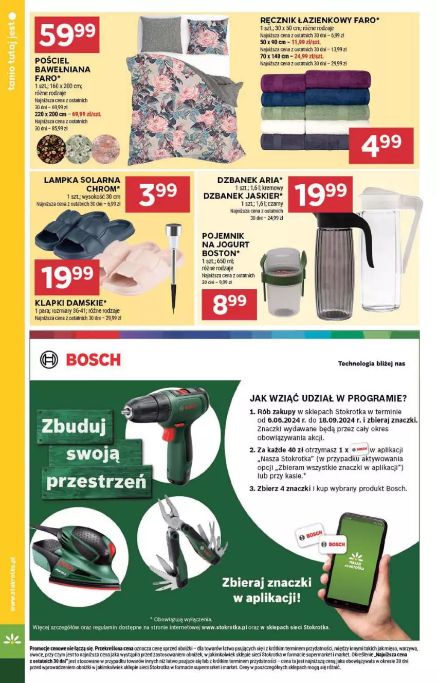 Gazetka promocyjna Stokrotka - Market - ważna 06.06 do 12.06.2024 - strona 16 - produkty: Bosch, Dzbanek, Fa, Gra, Jogurt, Klapki, Mięso, Owoce, Pojemnik, Pościel, Ręcznik, Sok, Warzywa