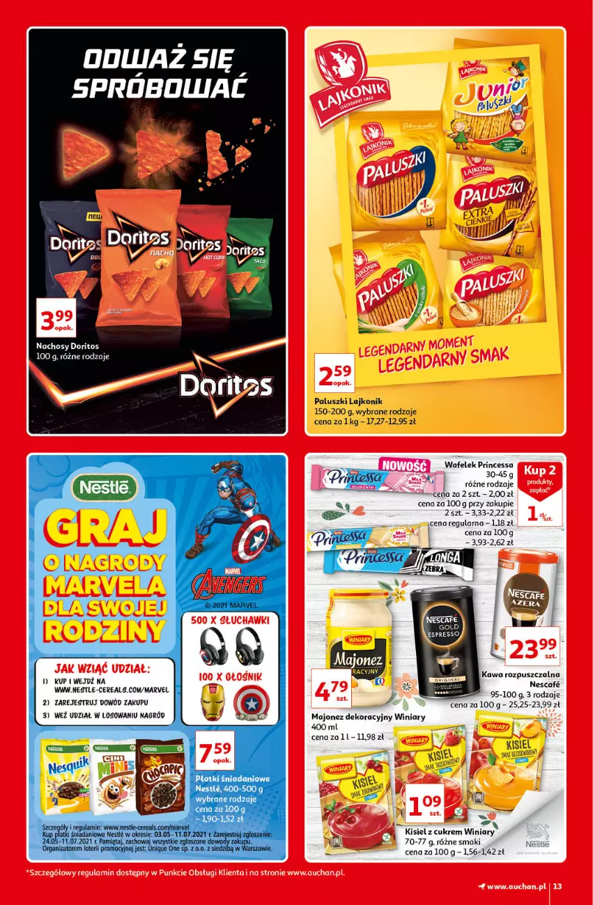 Gazetka promocyjna Auchan - Kultowe Marki Hipermarkety - ważna 04.06 do 11.06.2021 - strona 13 - produkty: Danio, Kawa, Kawa rozpuszczalna, Kisiel, Lajkonik, Majonez, Princessa, Wafelek, Winiary