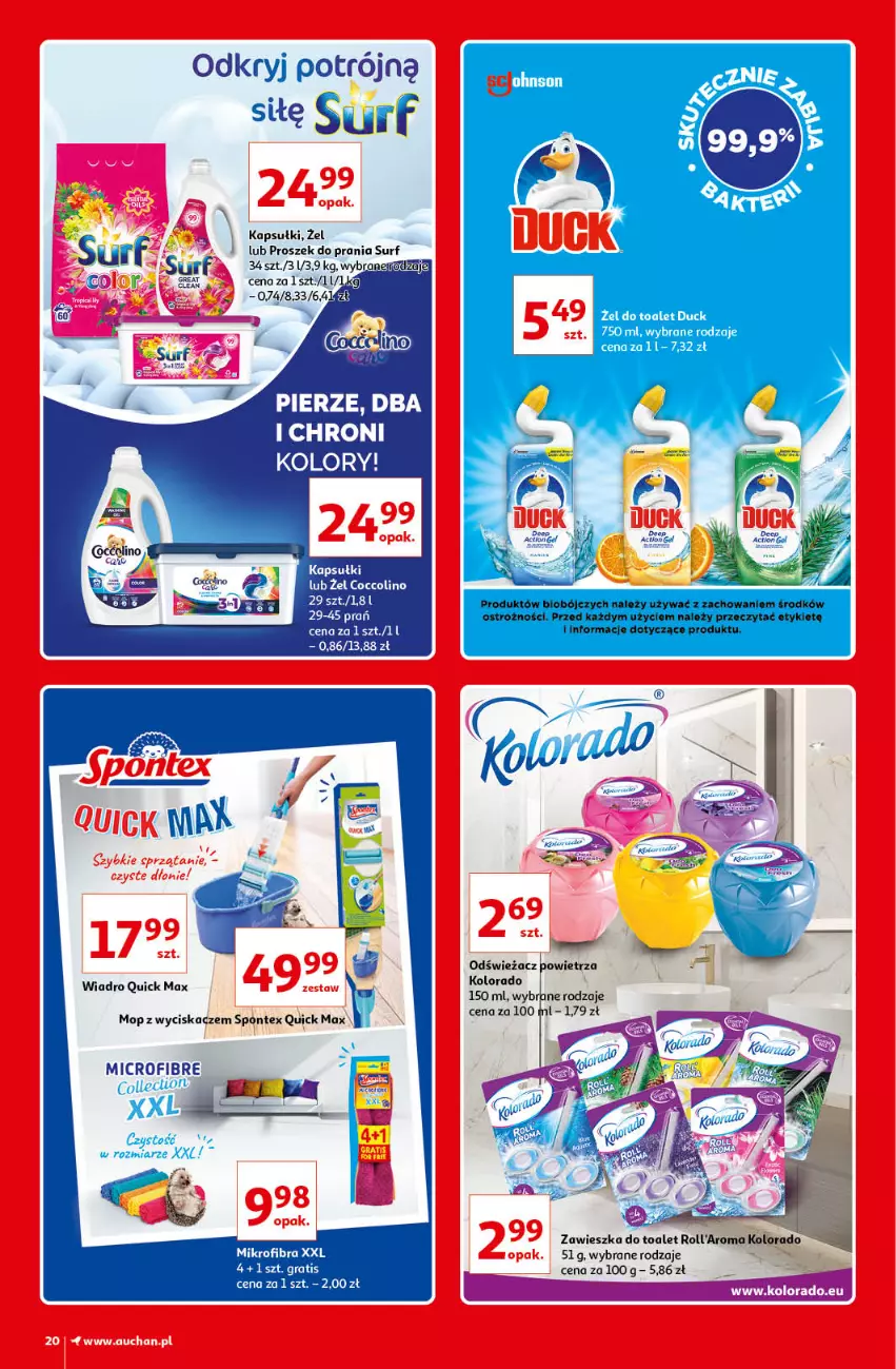 Gazetka promocyjna Auchan - Kultowe Marki Hipermarkety - ważna 04.06 do 11.06.2021 - strona 20 - produkty: Kolorado, Mop, Odświeżacz powietrza, Proszek do prania, Surf, Wiadro