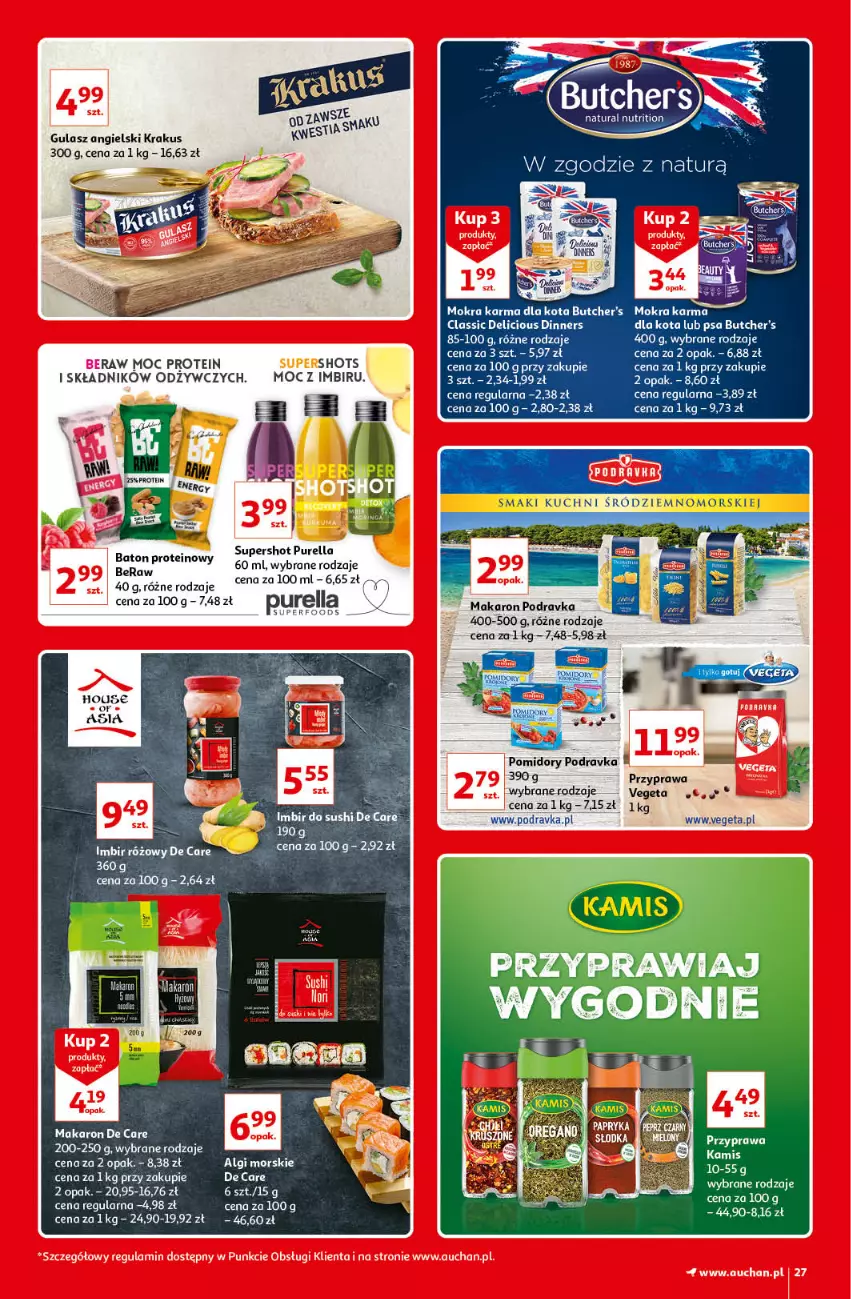 Gazetka promocyjna Auchan - Kultowe Marki Hipermarkety - ważna 04.06 do 11.06.2021 - strona 27 - produkty: Baton, Butcher's, Imbir, Krakus, LG, Makaron, Podravka, Pur, Sushi, Vegeta