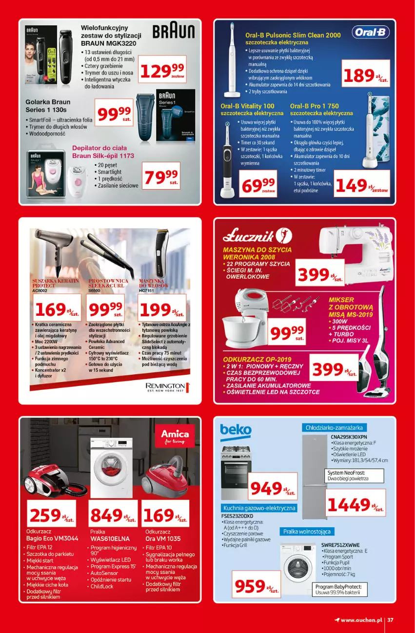 Gazetka promocyjna Auchan - Kultowe Marki Hipermarkety - ważna 04.06 do 11.06.2021 - strona 37 - produkty: 5 Sekund, Akumulator, Braun, Golarka, Gra, Grill, Intel, Kuchnia, Kuchnia gazowo-elektryczna, Olej, Por, Remington, Ser, Silan, Sport, Szczoteczka, Tytan, Wawel, Zamrażarka