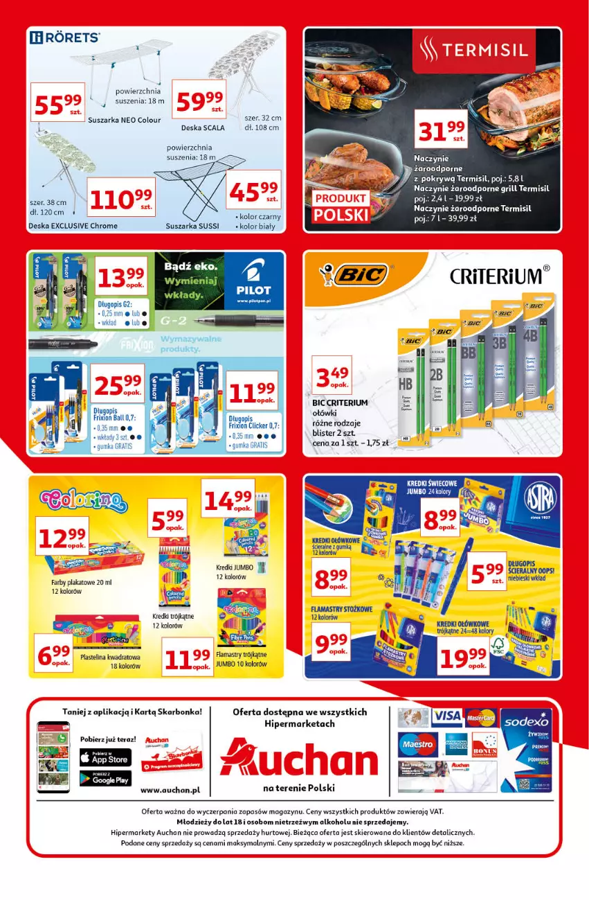 Gazetka promocyjna Auchan - Kultowe Marki Hipermarkety - ważna 04.06 do 11.06.2021 - strona 40 - produkty: BIC, Długopis, Fa, Flamastry, Gra, Grill, Naczynie żaroodporne, Plastelina, Por, Suszarka, Tera