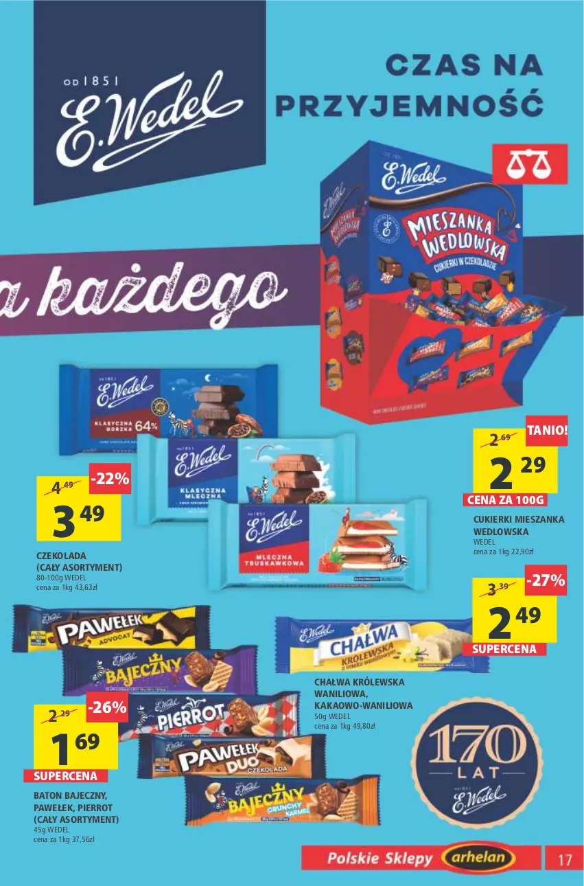 Gazetka promocyjna Arhelan - Gazetka - ważna 28.01 do 06.02.2022 - strona 17 - produkty: Baton, Chałwa, Cukier, Cukierki, Czekolada, Kakao, Mieszanka wedlowska