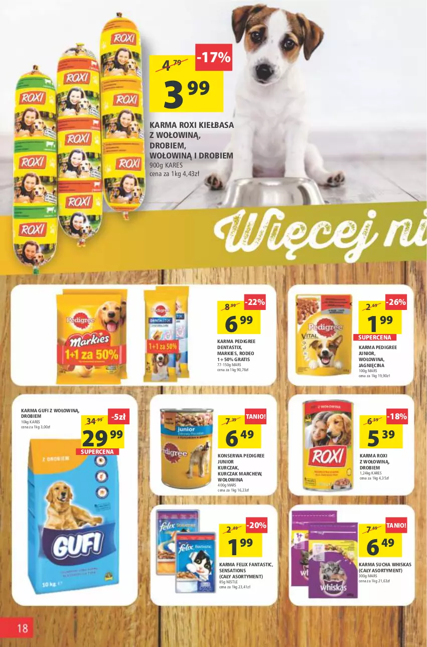 Gazetka promocyjna Arhelan - Gazetka - ważna 28.01 do 06.02.2022 - strona 18 - produkty: Fa, Fanta, Felix, Gra, Kiełbasa, Kurczak, Mars, Pedigree, Sati, Ser, Whiskas, Wołowina